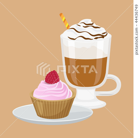 Cupcake and Cappuccino Poster Vector Illustration Cupcake and Cappuccino Poster Vector Illustration 44436749