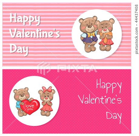 Happy Valentines Day Poster Couple of Teddy Family Happy Valentines Day Poster Couple of Teddy Family 44437408
