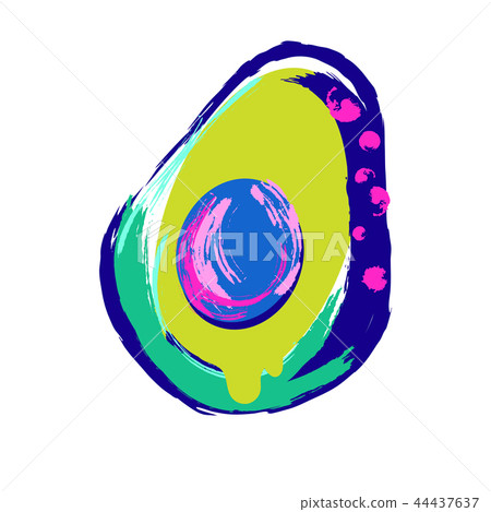 Avocado abstract tshirt print in modern bright colors. 44437637