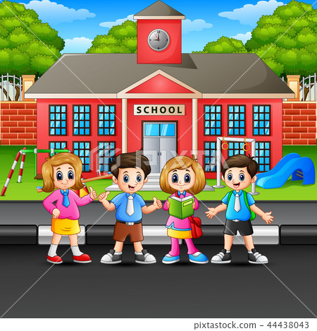 Children standing on the street 44438043