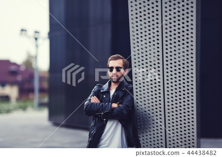 man in leather jacket man in leather jacket 44438482