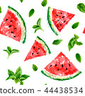 Pattern with slices of watermelon and meant 44438534
