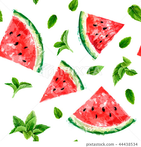 Pattern with slices of watermelon and meant Pattern with slices of watermelon and meant 44438534