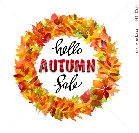Banner with text hello autumn sale Banner with text hello autumn sale 44438535