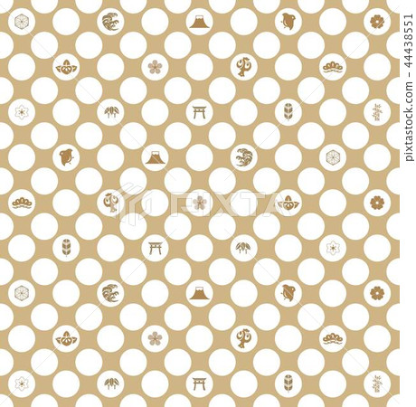 Gold circle pattern with Japanese icons vector. Gold circle pattern with Japanese icons vector. 44438551