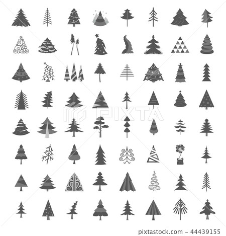 Christmas tree icon set. Flat isolated design. 44439155