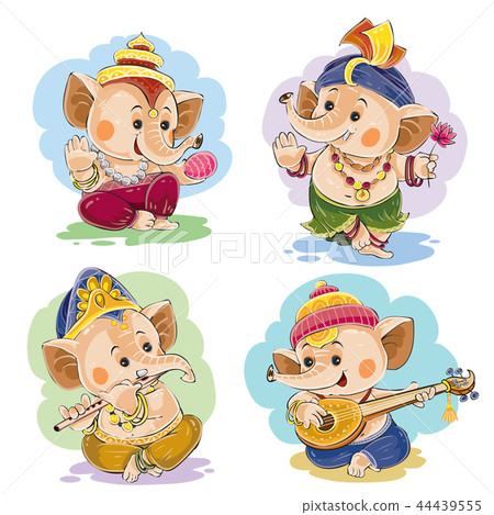 cartoon little baby Ganesha, indian god cartoon little baby Ganesha, indian god 44439555