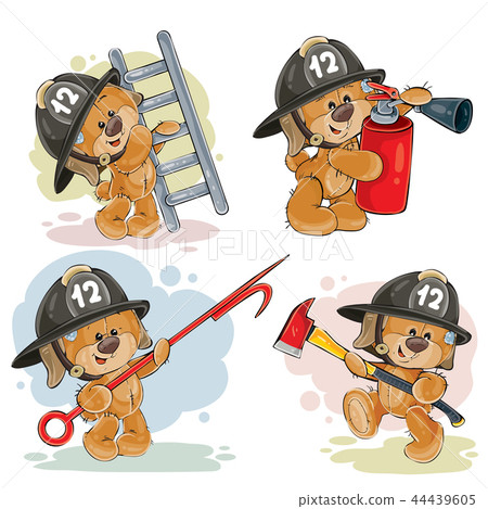 Set of teddy bears firefighters cartoon characters - Stock Illustration  [44439605] - PIXTA