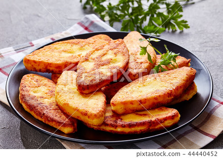 close-up of delicious fried cornbread pancakes 44440452