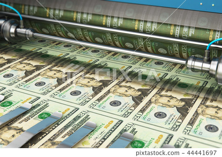 Printing 20 US dollar USD money banknotes 44441697