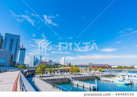 Yokohama Minato Mirai's cityscape in clear autumn 44444559