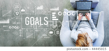 Goals with man using a laptop Goals with man using a laptop 44445015