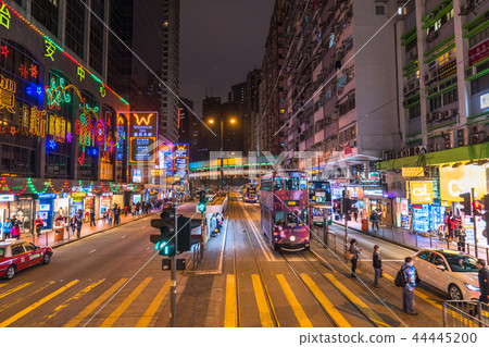 <Hong Kong> Night view of Hong Kong Island-Car shot from Hong Kong tram <Hong Kong> Night view of Hong Kong Island-Car shot from Hong Kong tram 44445200