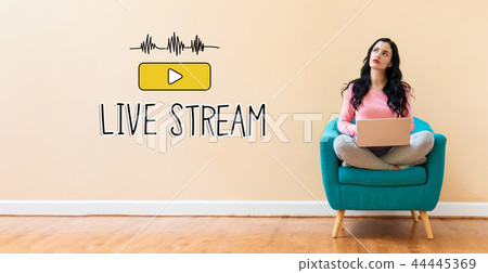Live stream with woman using a laptop 44445369