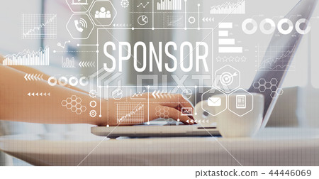 Sponsor with woman using a laptop 44446069