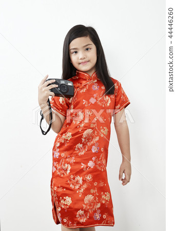 little girl 8 years in Chinese dress little girl 8 years in Chinese dress 44446260
