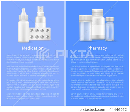 Medication and Pharmacy Poster Medical Bottles Set 44446952