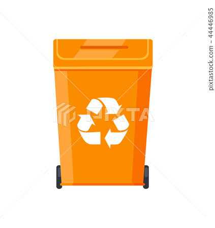 Bright Plastic Rubbish Bin with Recycling Sign 44446985
