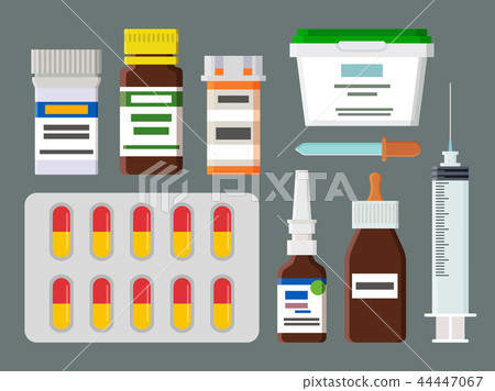 Medicines, Sterile Syringe and Jar of Ointment Set 44447067