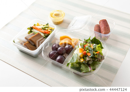 Lunch box food for diet with various fruits and si 44447124