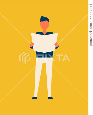Person Male Reading Newspaper Vector Illustration 44447251