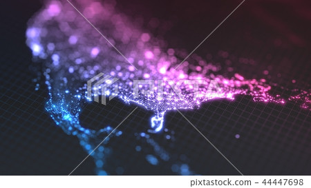 dark earth map with glowing details of city and human population density areas. wiew of america. 3d 44447698
