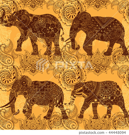 Seamless pattern with elephants - Stock Illustration [44448094] - PIXTA