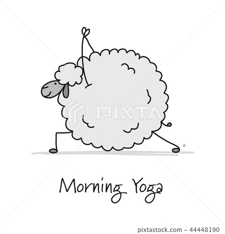 Funny sheep doing yoga, sketch for your design Funny sheep doing yoga, sketch for your design 44448190