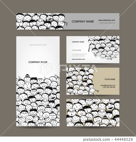 Business cards collection, people crowd design 44448529