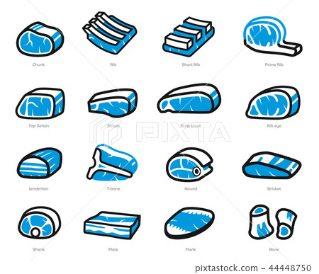 Pieces of beef and pork freeze in general market. 44448750