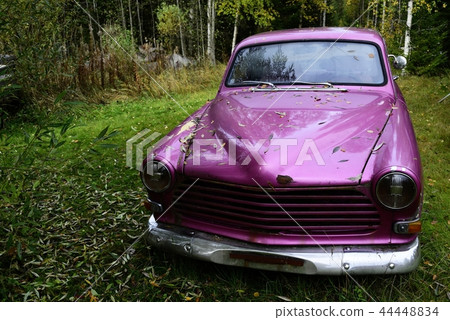 abandoned crimson old car abandoned crimson old car 44448834