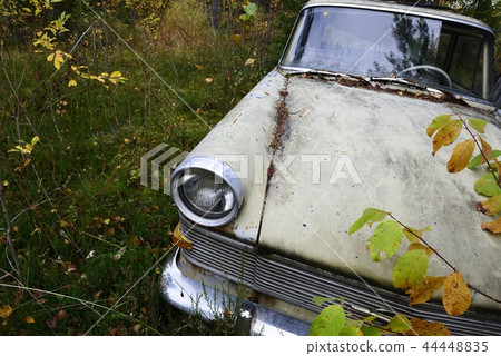 abandoned old car in the forest abandoned old car in the forest 44448835
