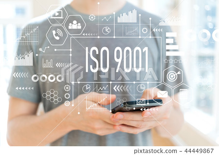 ISO 9001 with man using a smartphone 44449867