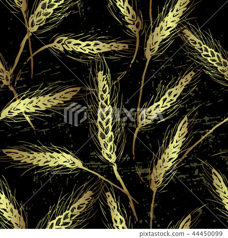 Ink hand drawn cereal field seamless pattern 44450099