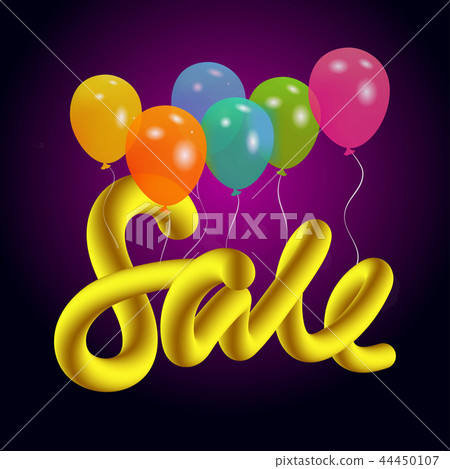 Vector background with colorful helium balloons and Sale bubble lettering 44450107