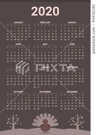 2020 Calendar With Thanksgiving Theme Stock Illustration 44450180 Pixta