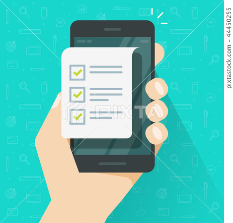 Mobile phone and checklist vector illustration  