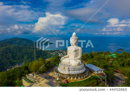 areial view white cloud in blue sky at big Buddha. 44450860