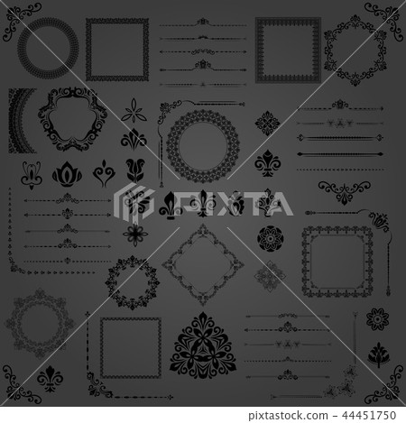 Vintage Set of Vector Horizontal, Square and Round Elements 44451750