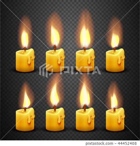 Vector candle with fire animation on transparent background 44452408