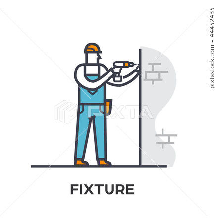 Worker drills a wall. 44452435