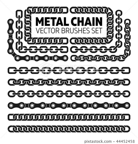 Metal chain links vector pattern brushes set 44452458