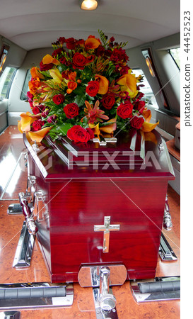 funeral casket in a hearse or chapel funeral casket in a hearse or chapel 44452523