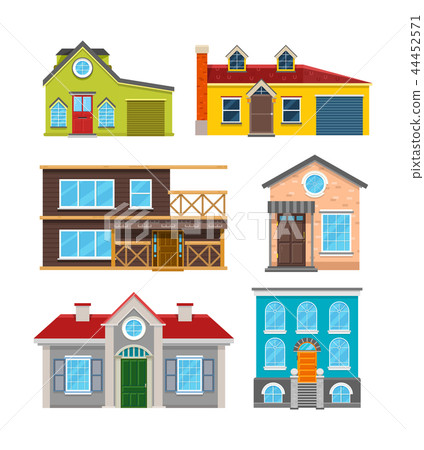 Cottage house flat vector icons - Stock Illustration [44452571] - PIXTA