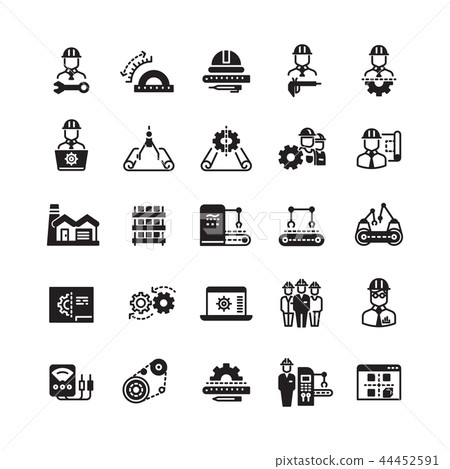 Engineering manufacturing industrial vector icon set Engineering manufacturing industrial vector icon set 44452591
