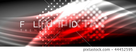 Liquid neon flowing waves, glowing light lines background 44452595