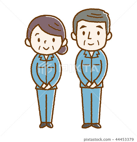 Work clothes men and women bowed hand-drawn style Work clothes men and women bowed hand-drawn style 44453379