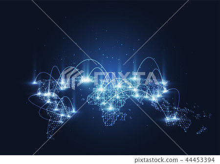 Global network connection. World map point Global network connection. World map point 44453394