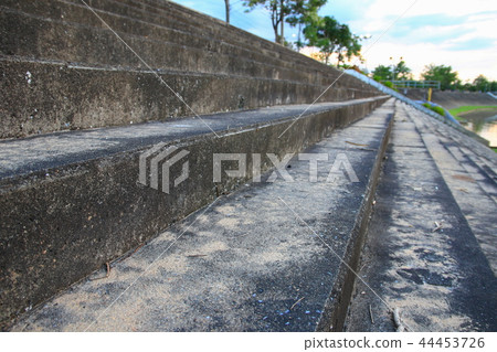 stair cement old riverside in the public park  44453726