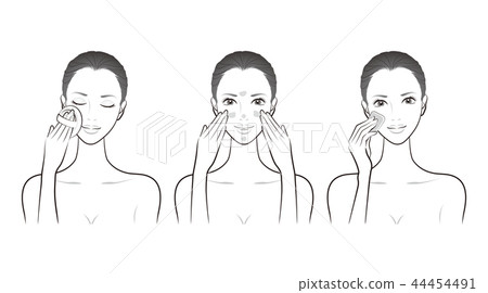 一個女人在做護膚的插圖 44454491